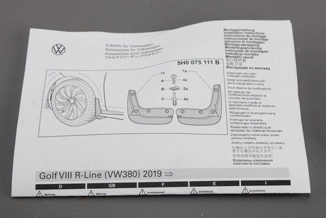 VW Golf MK8 R-Line 2020-on mud flap set (front) 5H0075111B