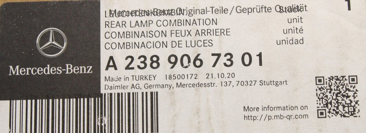 Mercedes-Benz E-Class rear tail light A2389067301