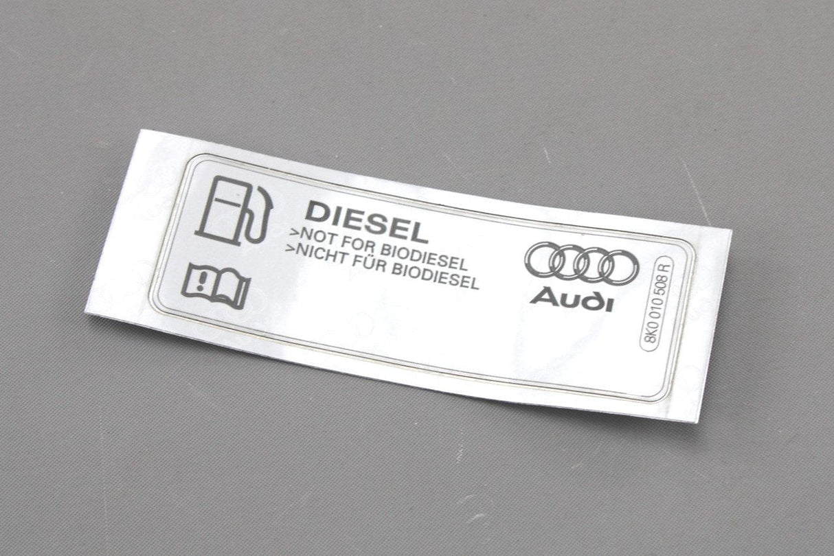 Audi A4 A5 A6 A7 A8 Q2 Q5 Q7 2007-on diesel fuel cap sticker 8K0010508R