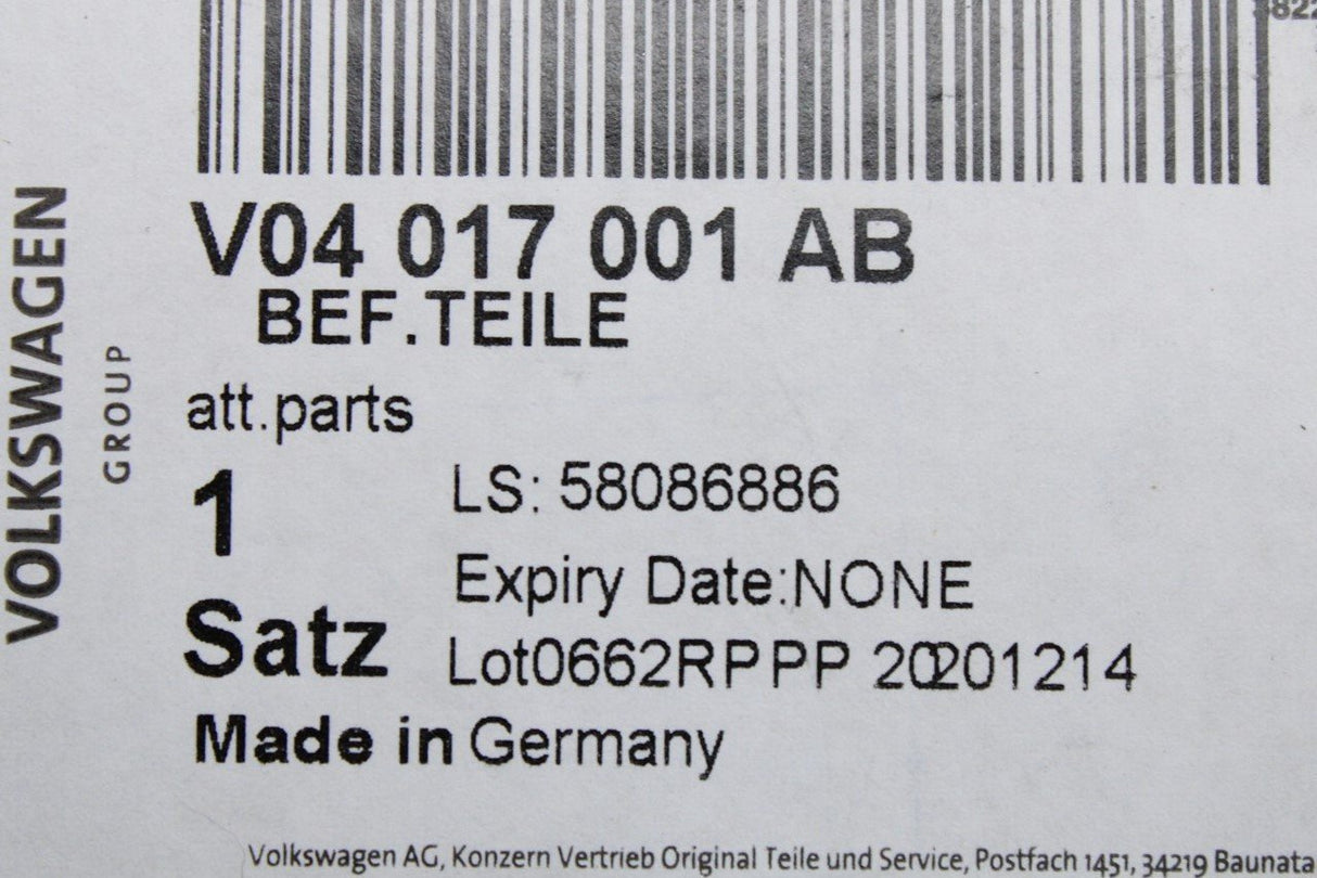 Audi A1 2019-Onward fixing parts for underbody cladding V04017001AB