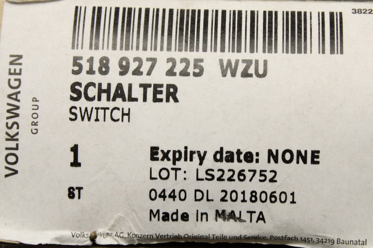 VW Golf SV Sportsvan handbrake parking brake switch 518927225 WZU