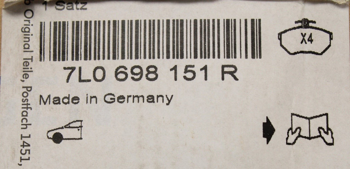VW Touareg 03-10 Audi Q7 07-15 brake pads (front) 7L0698151R