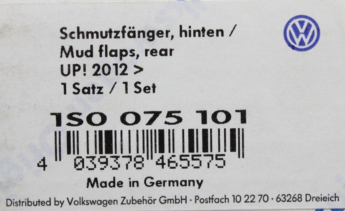 VW Up! 2012-2016 accessory mud flaps set (rear) 1S0075101