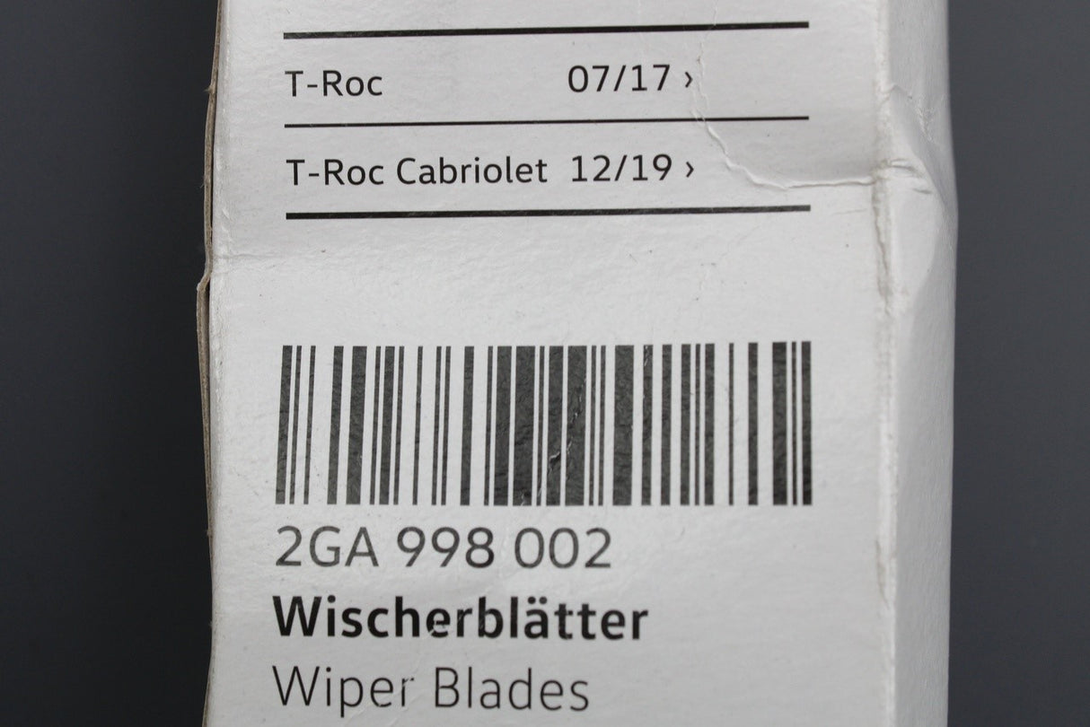 VW T-Roc 2018-on LHD front windscreen wiper blades 2GA998002
