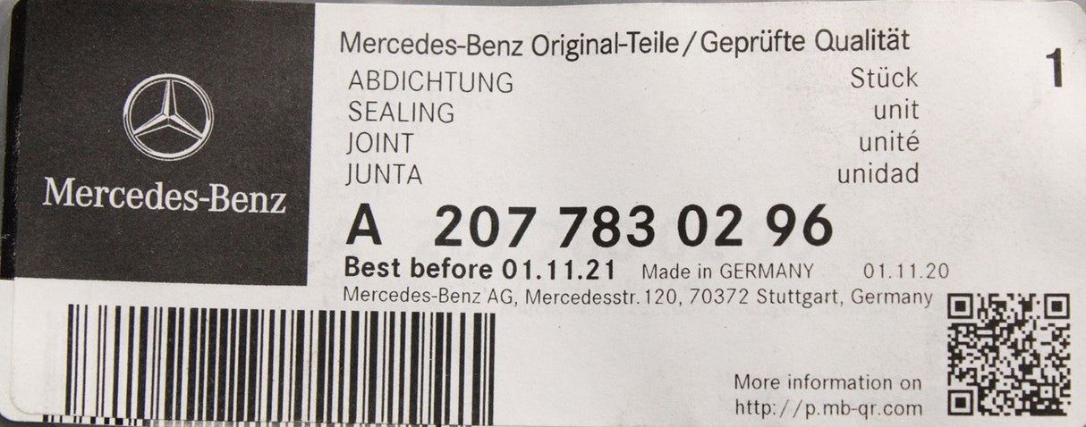 Mercedes-Benz C-Class panoramic sunroof seal A2077830296