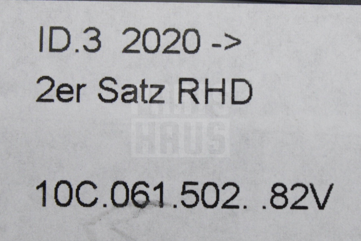 VW ID.3 2020-on front rubber floor mats RHD 10C061502 82V