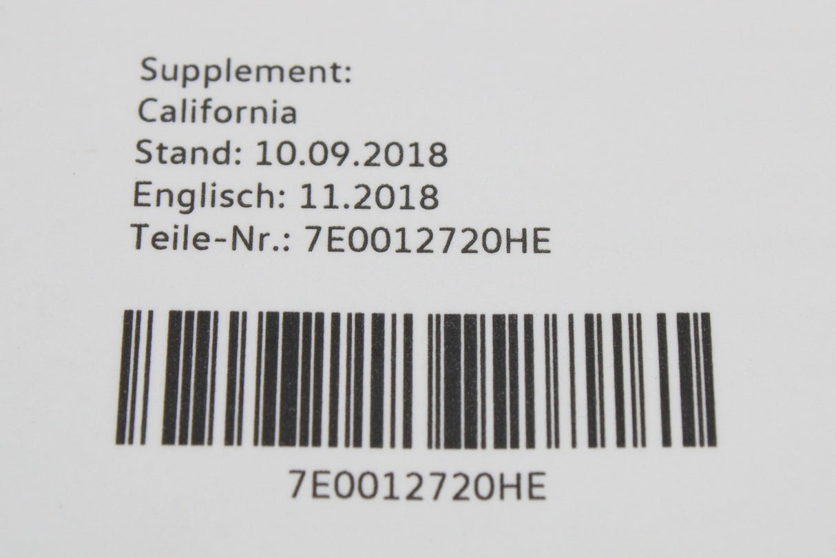 VW T6 California 2016-2019 owners manual supplement 7E0012720HE