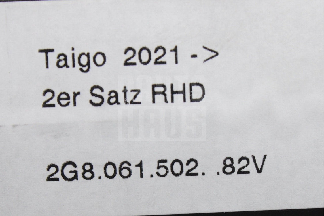 VW Taigo 2022-on front and rear rubber floor mats set 2G8061502 / 512