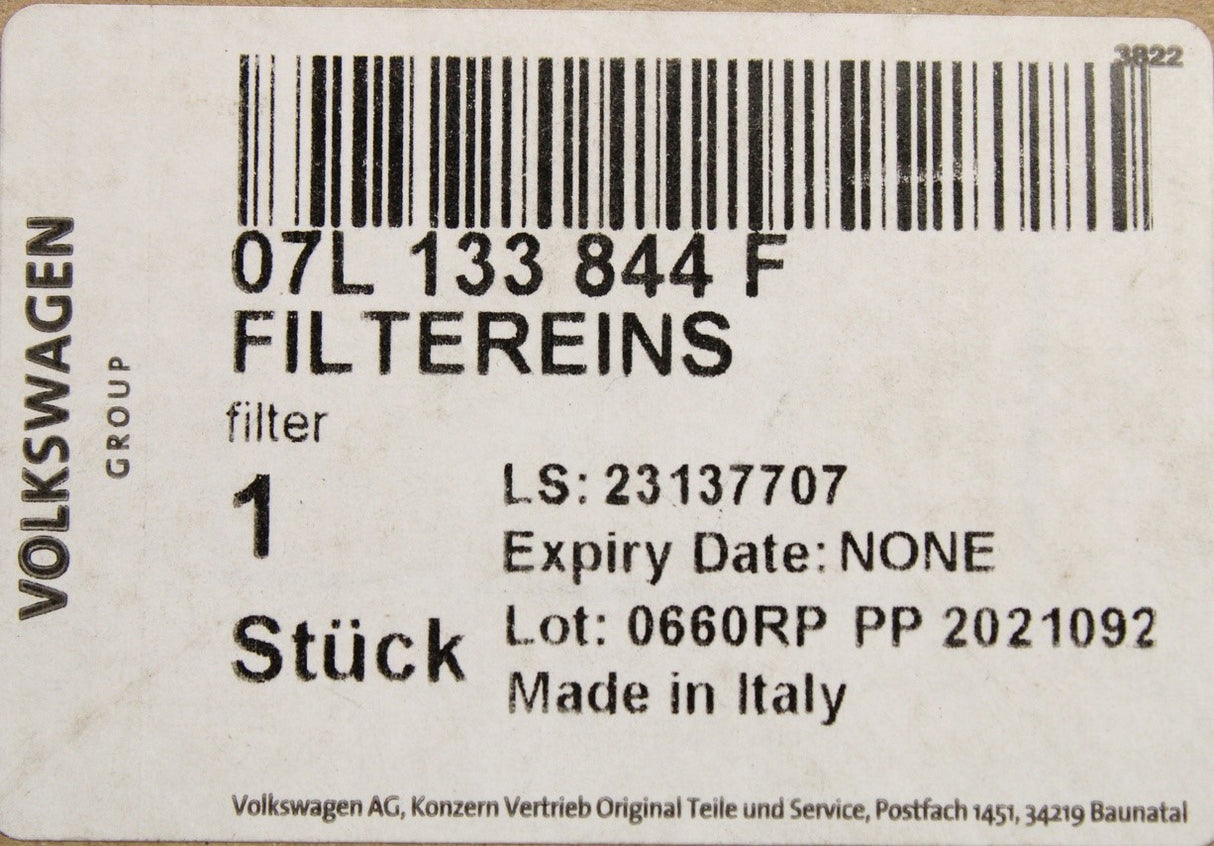 Audi RS6 2008-2011 right air filter element (5.0 V10) 07L133844F