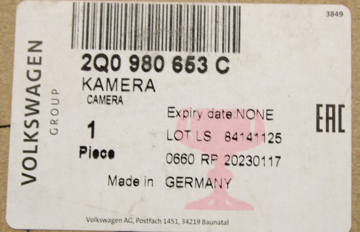 VW Audi Skoda SEAT 2016-on driver assistance camera 2Q0980653C