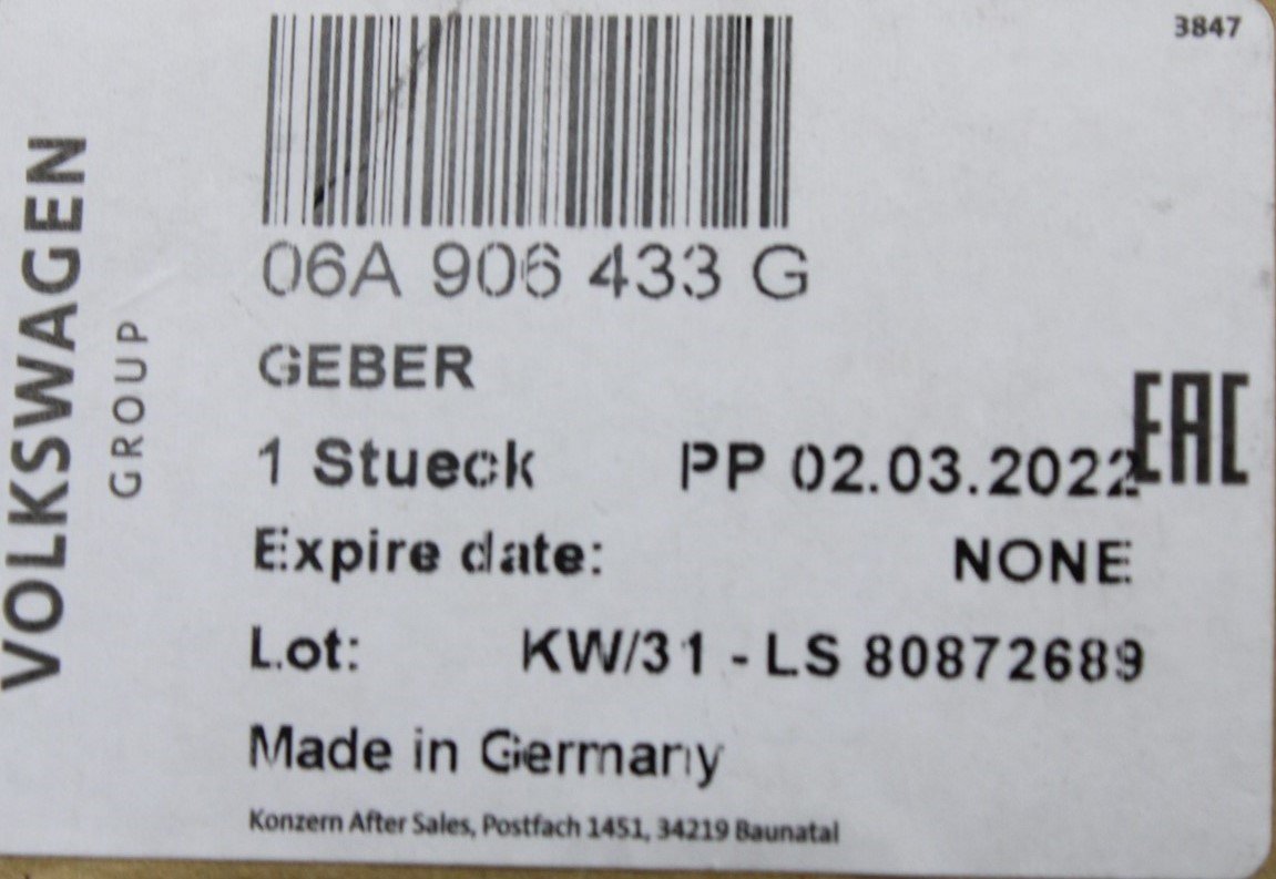 VW Audi Skoda SEAT crankshaft knock sensor (1.8 2.0 TFSI) 06A906433G