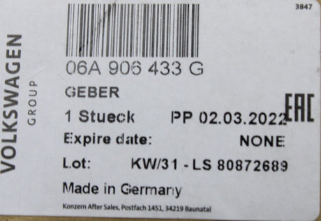 VW Audi Skoda SEAT crankshaft knock sensor (1.8 2.0 TFSI) 06A906433G