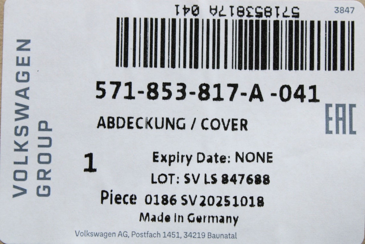 VW Tiguan 2024-on rear wheel arm trim cover (left) 571853817A 041