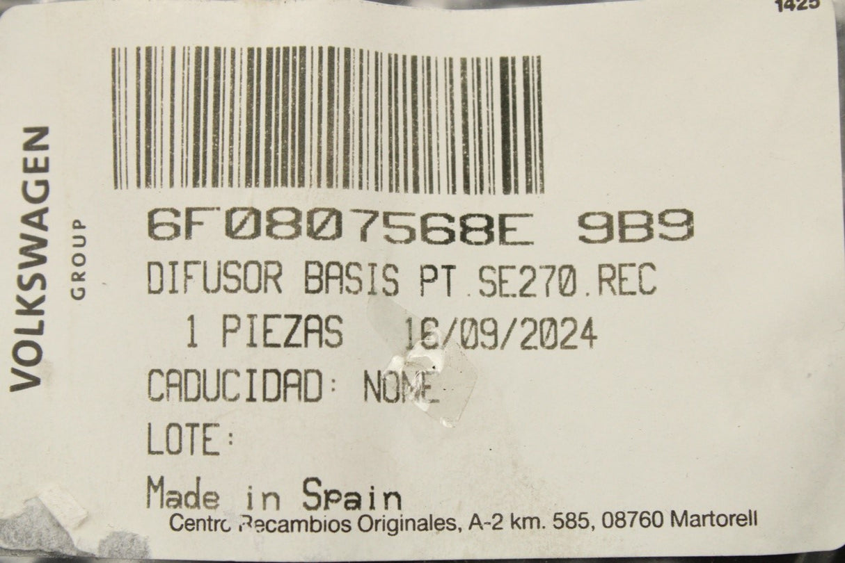 SEAT Ibiza 18-on rear bumper trim cover diffuser (black) 6F0807568E 9B9