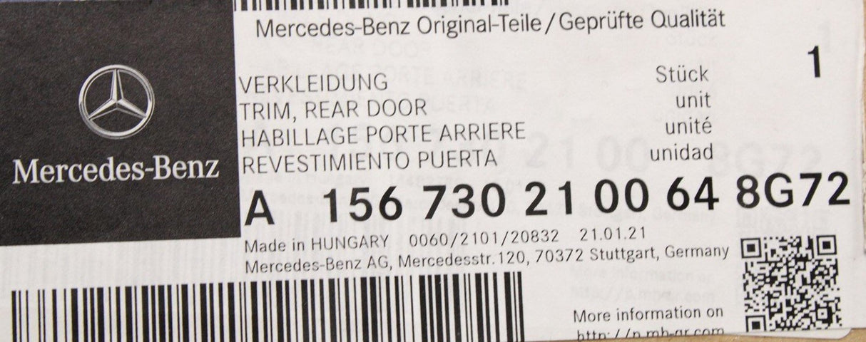 Mercedes-Benz GLA door card (rear left) A156730210064 8G72