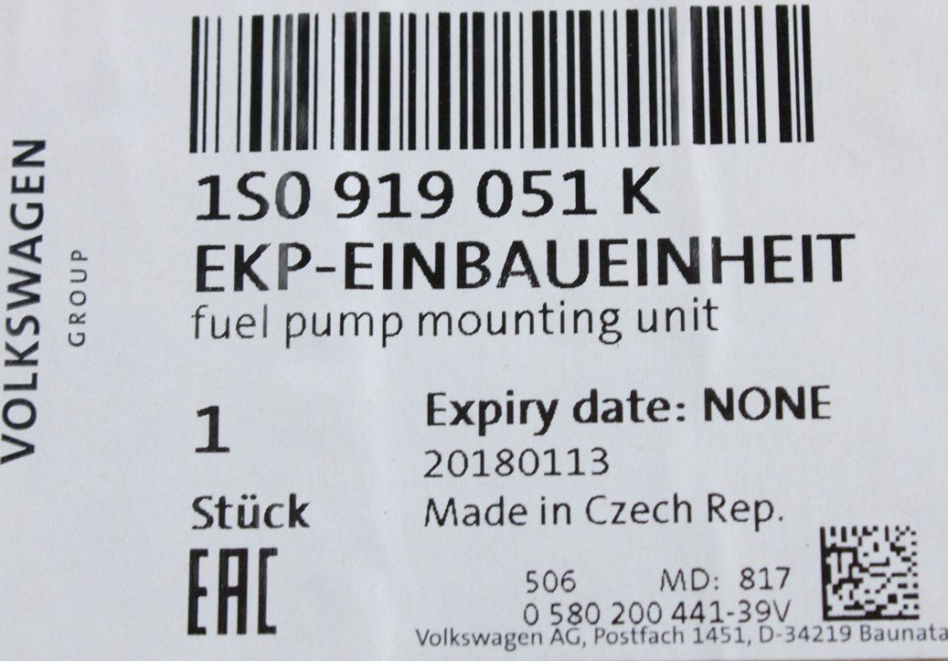 VW Up! 2017-on 1.0 TSI fuel pump sender unit 1S0919051K