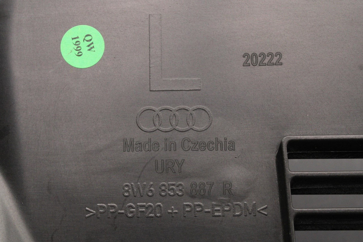 Audi A5 S5 2017-25 front wheel arch liner section (left) 8W6853887R