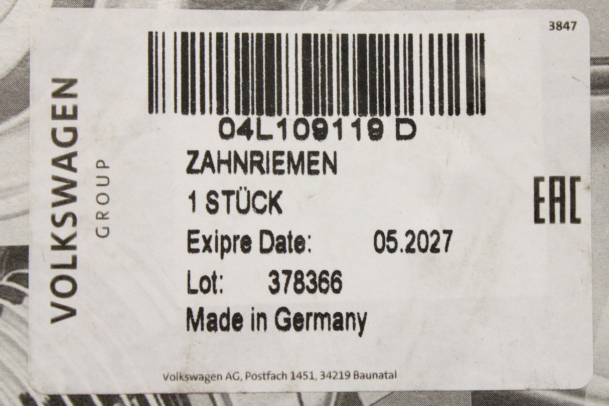 VW Audi Skoda SEAT toothed cambelt (1.6 2.0 TDI) 04L109119D
