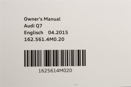 Audi Q7 4M 2016-on owners manual handbook 1625614M020