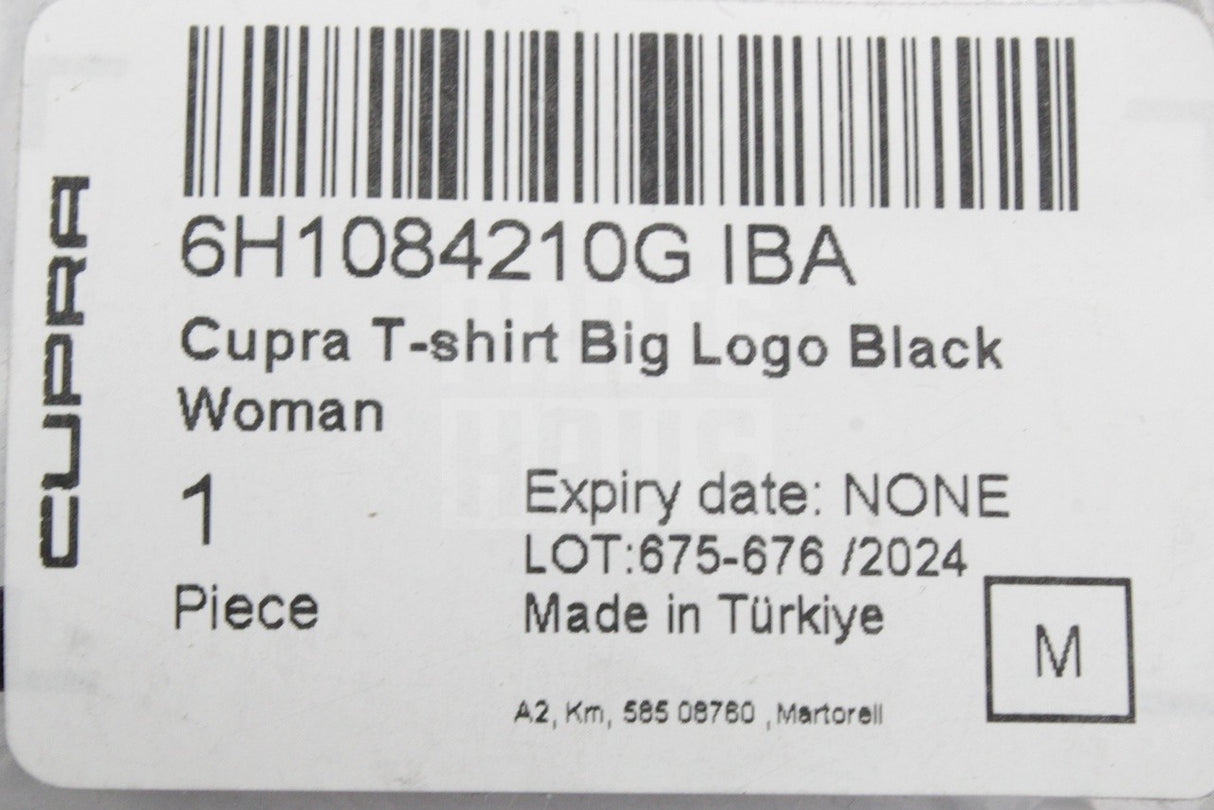 CUPRA women's black logo t-shirt (medium) 6H1084210G IBA