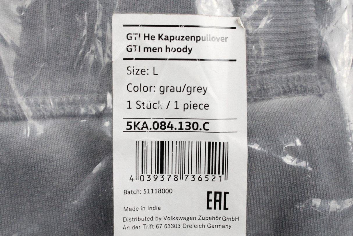 VW Volkswagen GTI collection men's hoodie in grey wash (L) 5KA084130C