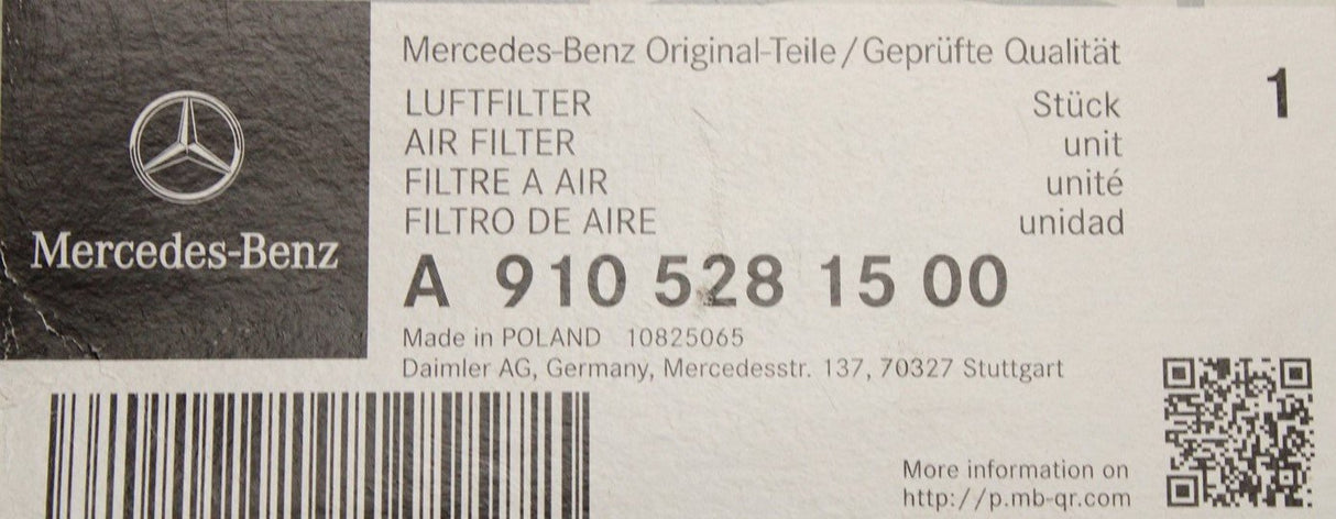 Mercedes-Benz Sprinter air filter element A9105281500