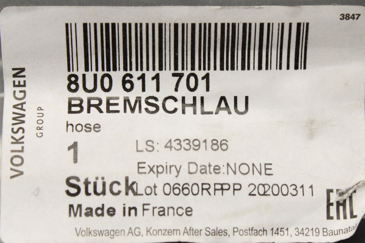 Audi RSQ3 2014-18 front flexi brake hose 8U0611701