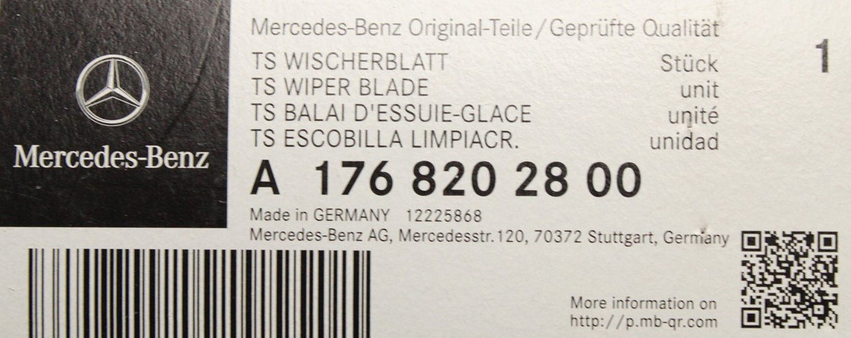 Mercedes-Benz A-Class GLA CLA front windscreen wiper blades A1768202800