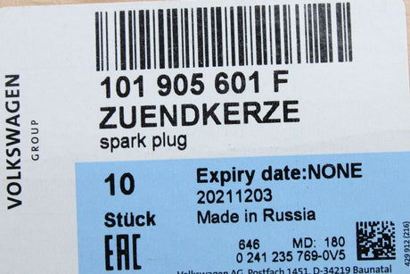 VW Audi Skoda SEAT 1.4 2.0 2.5 longlife sparkplugs (x5) 101905601F