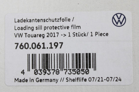VW Touareg 2018- rear bumper load edge protection film (clear) 760061197