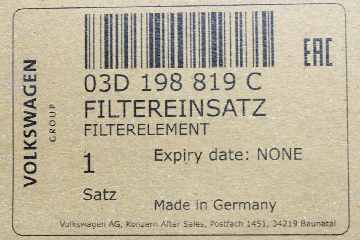 VW Polo 9N 9N3 6R 1.2 AWY AZQ BMD BME CGPA CGPB oil filter 03D198819C