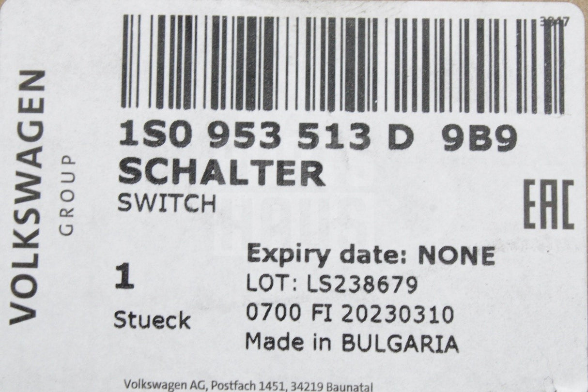 VW Up! Skoda SEAT Mii 12-24 steering column stalk switch 1S0953513D 9B9