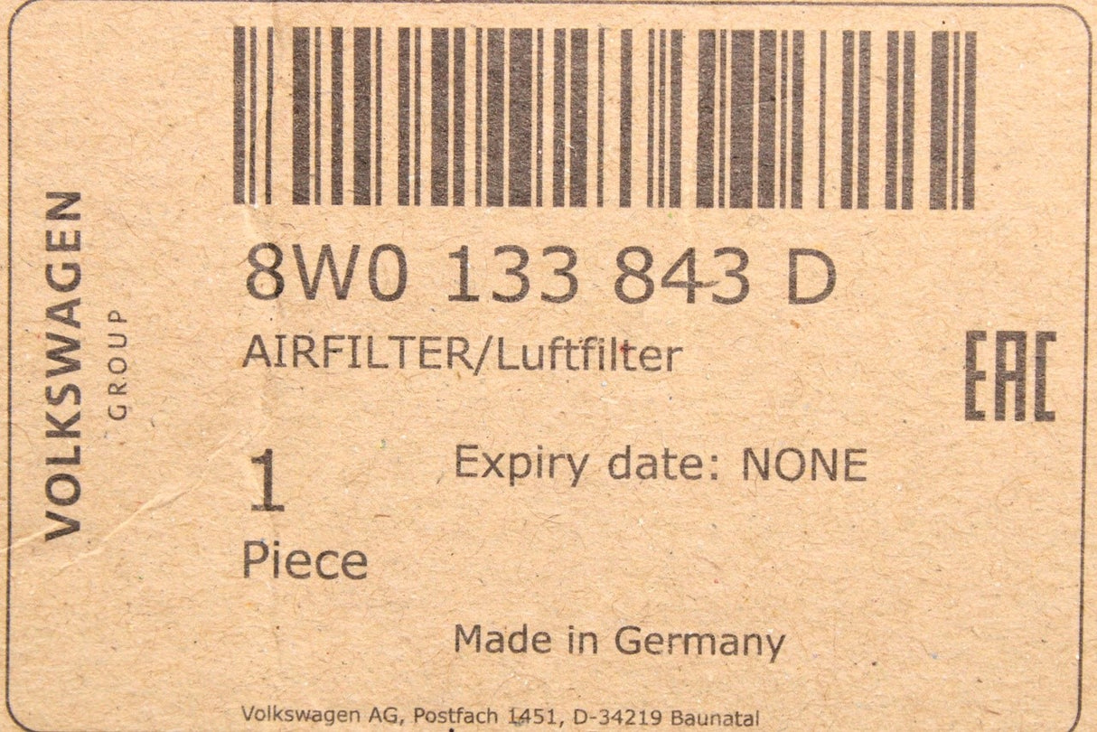 Audi RS4 Avant 2018-on RS5 2018-on V6 2.9 air filter element 8W0133843D