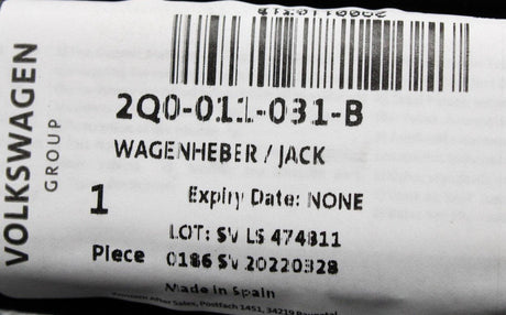 VW T-Cross Audi A1 SEAT Arona Skoda Scala spare wheel jack 2Q0011031B