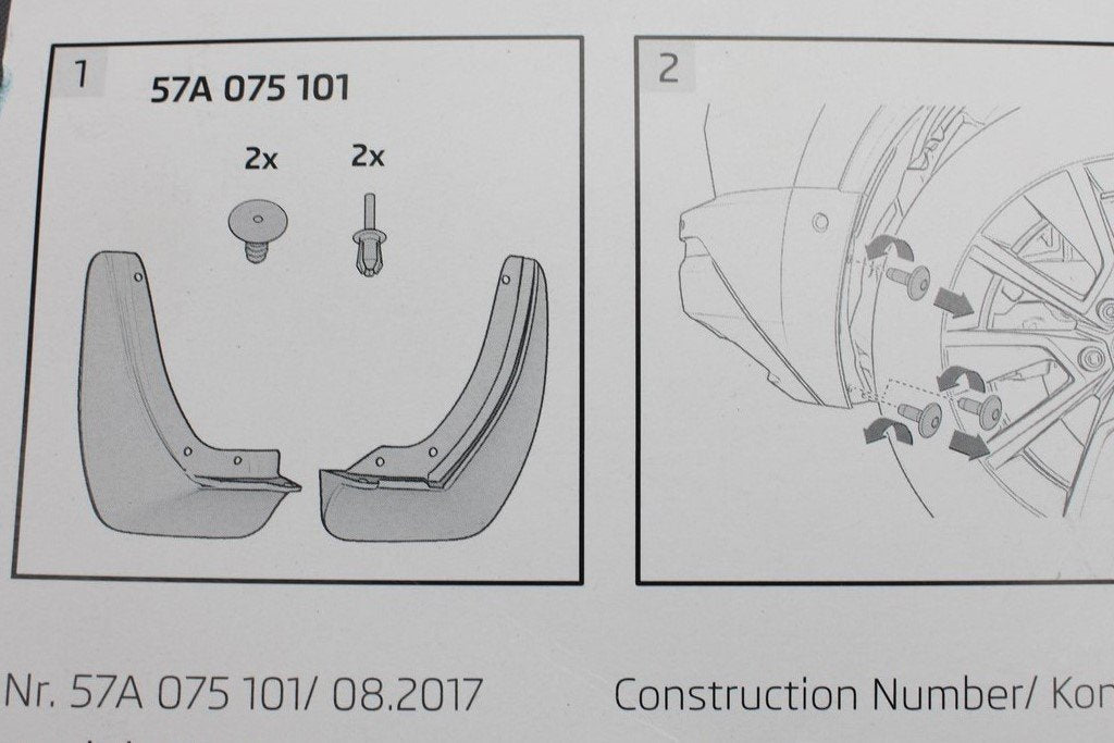 Skoda Karoq 2017-Onward accessory mud flaps (rear) 57A075101