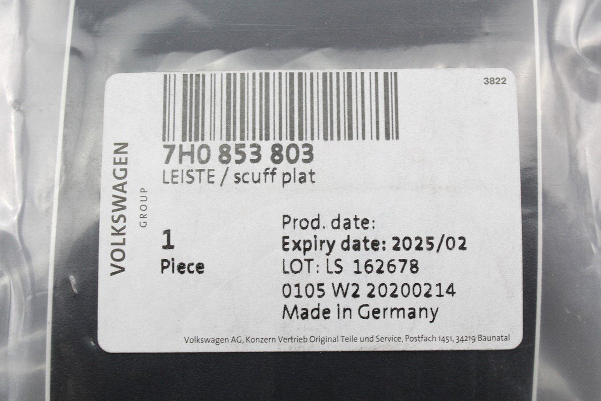 VW Amarok Transporter Front door entry scuff strip foil 7H0853803
