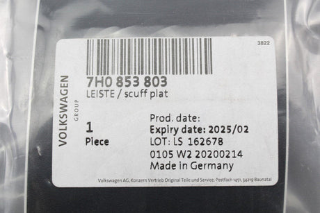 VW Amarok Transporter Front door entry scuff strip foil 7H0853803