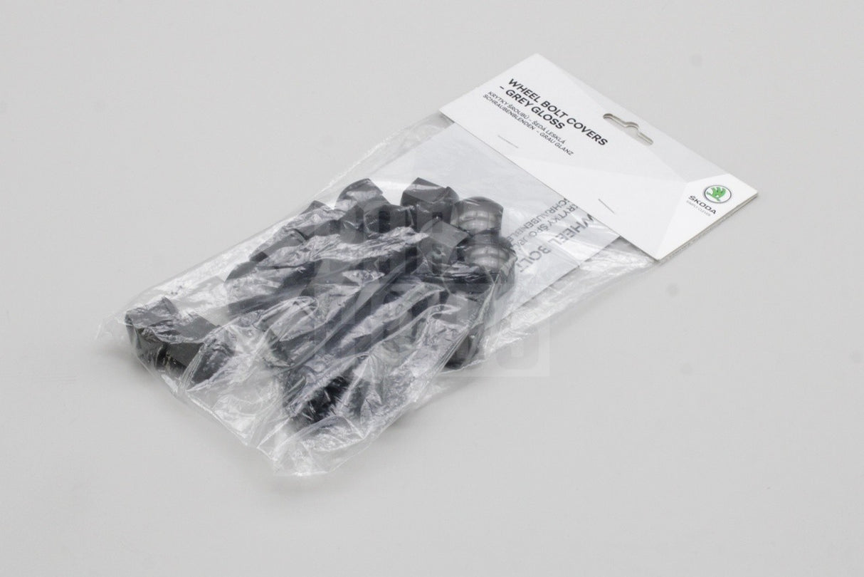 Skoda accessory 17mm grey wheel bolt cover cap set (x20) 000071215P UZ7