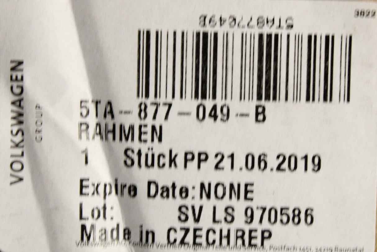 VW Touran 2016-on panoramic sun roof frame 5TA877049B