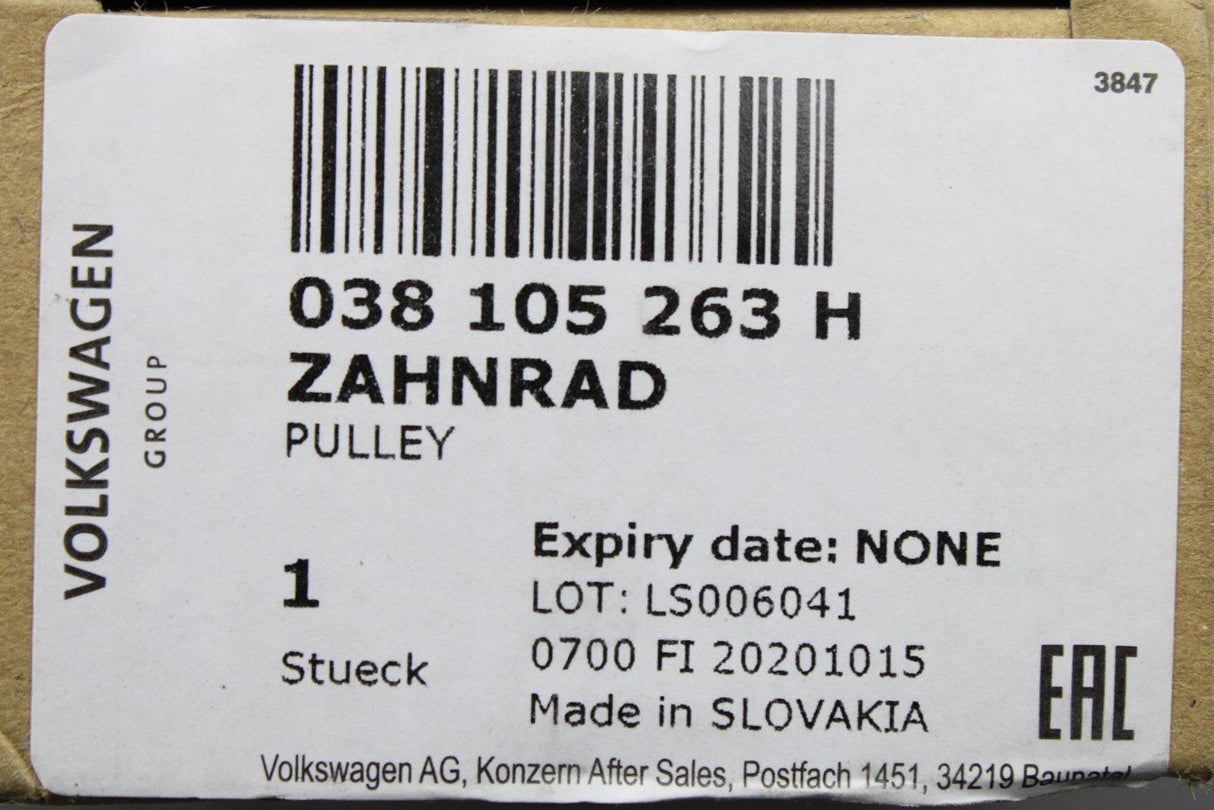 VW Audi Skoda SEAT 1.9 TDI crankshaft toothed belt pulley 038105263H