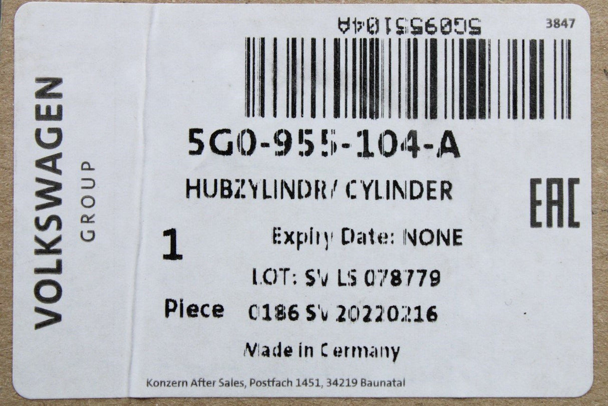 VW Golf MK7.5 headlight washer jet lift cylinder (right) 5G0955104A