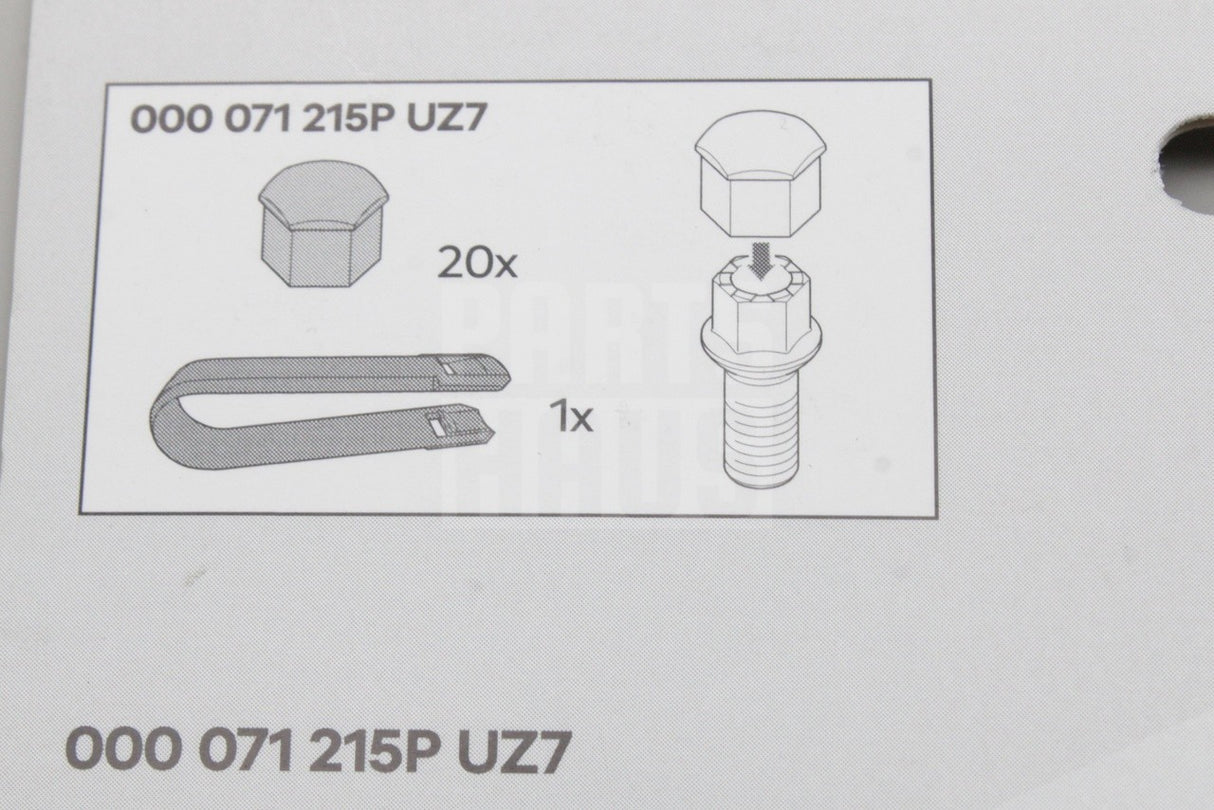 Skoda accessory 17mm grey wheel bolt cover cap set (x20) 000071215P UZ7