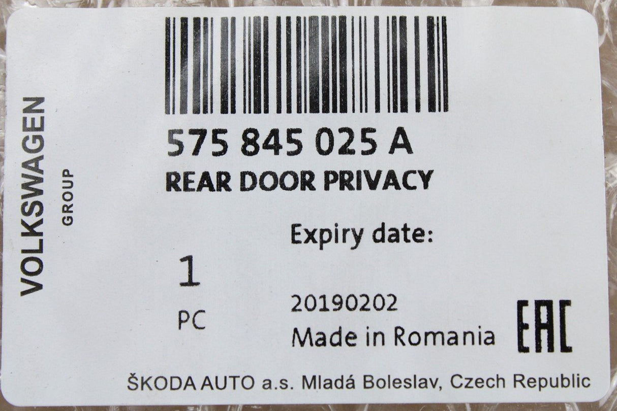 Skoda Karoq 18-On SEAT Ateca 16-On rear door window (left) 575845025A