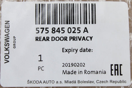 Skoda Karoq 18-On SEAT Ateca 16-On rear door window (left) 575845025A