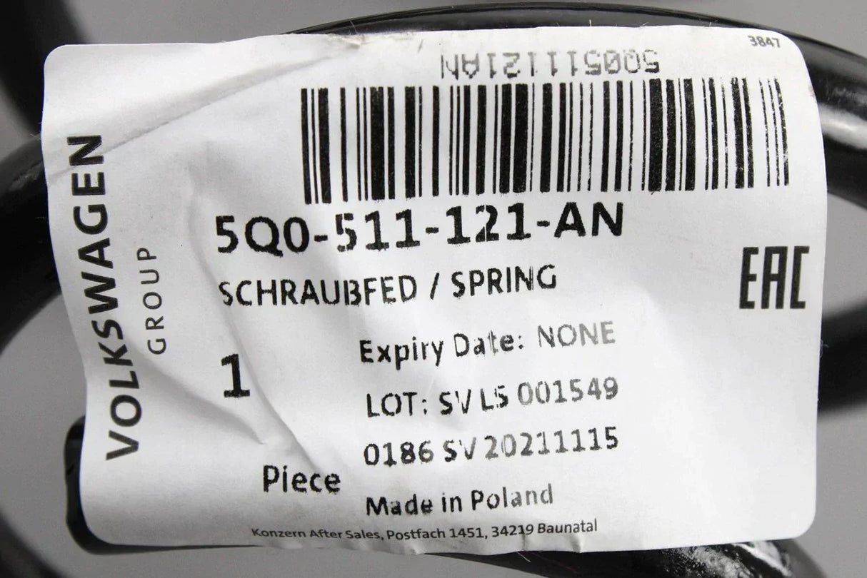 VW Audi Skoda rear coil spring (sports suspension) 5Q0511121AN