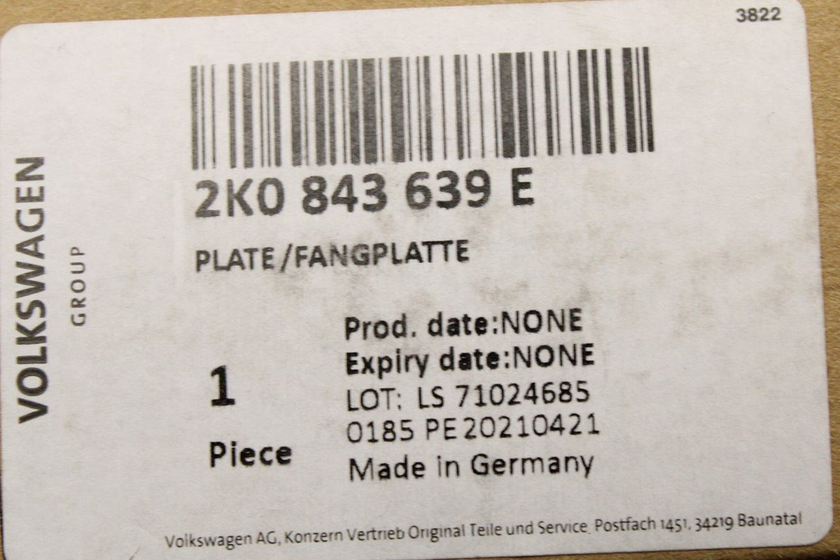 VW Caddy 2004-2011 sliding door catch plate (lower) 2K0843639E