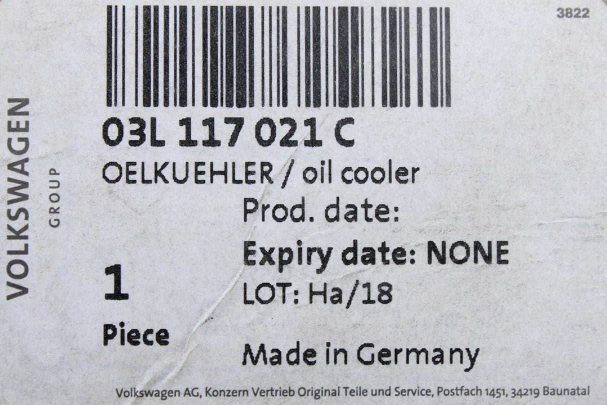 VW Audi Skoda SEAT 1.6 2.0 TDI CR engine oil cooler 03L117021C