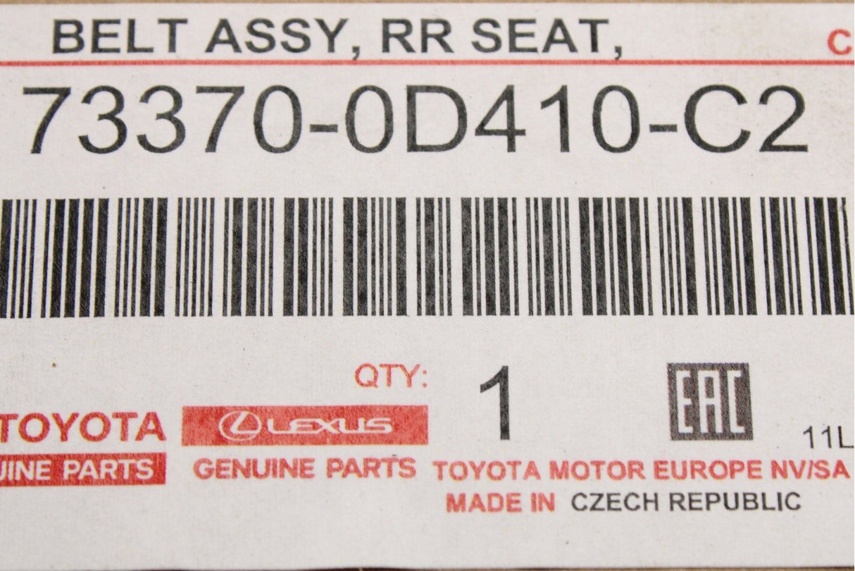 Toyota Yaris 2014-20 rear 3 point safety seat belt (left) 73370-0D410-C2