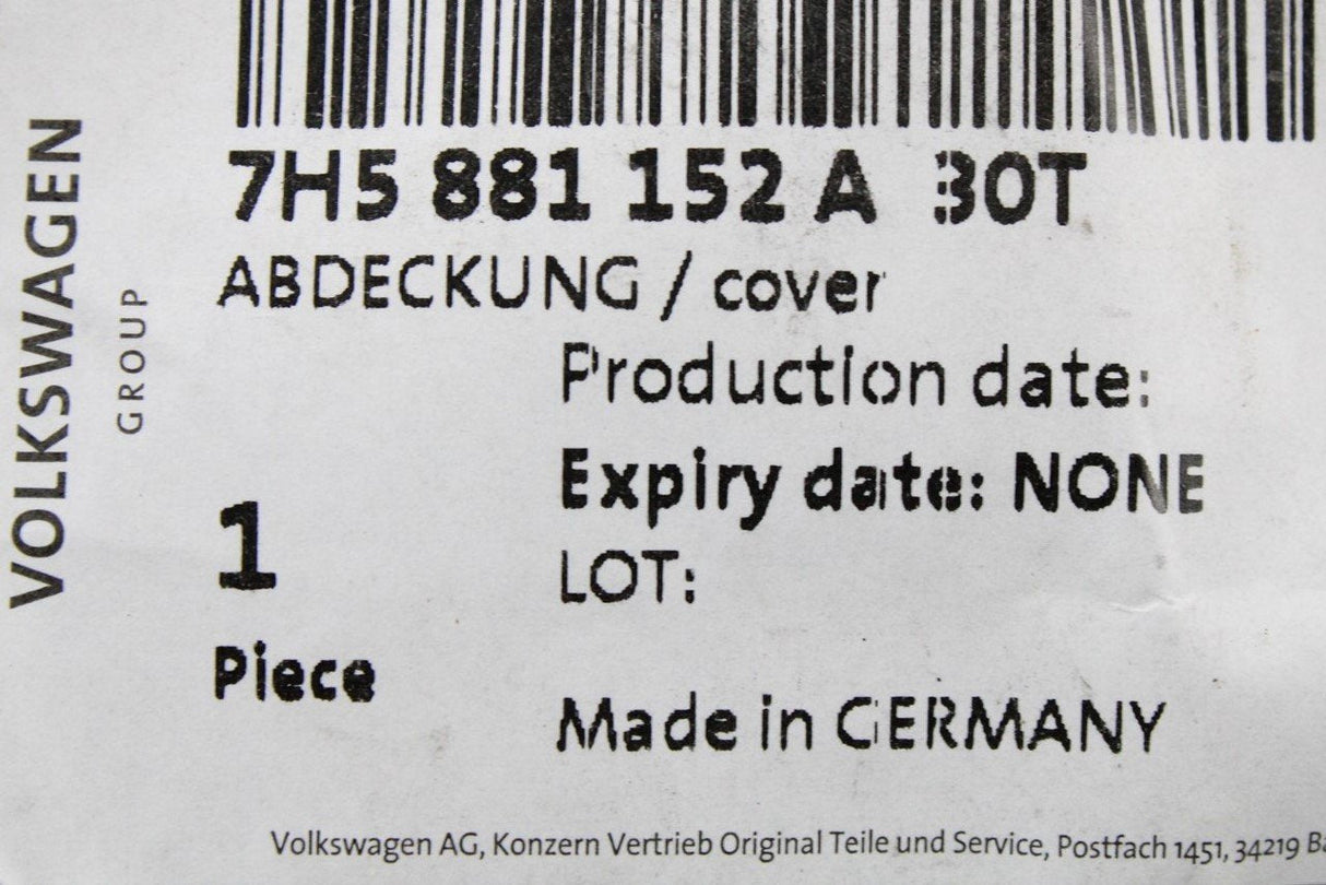 VW Transporter T5.1 front armrest cover cap (right) 7H5881152A 30T