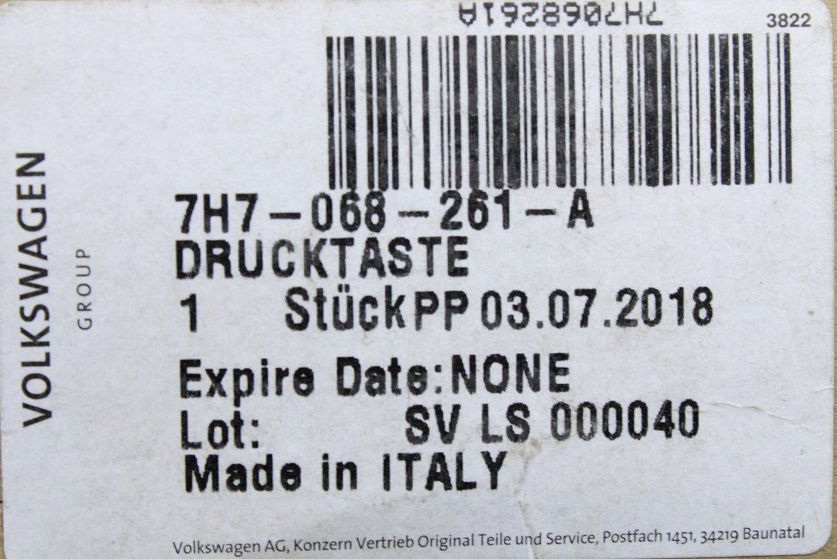 VW California T5 T6 gas hob ignitor switch 7H7068261A